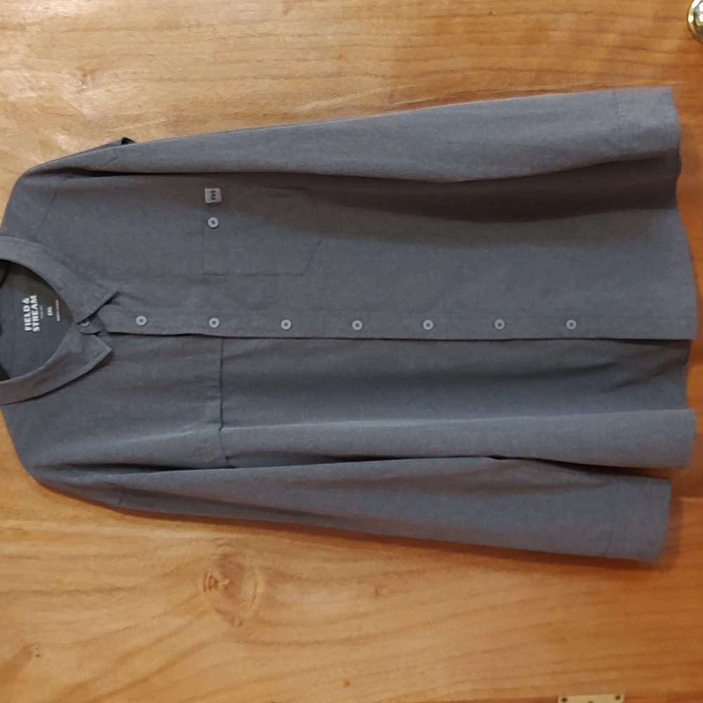 Field & Stream Mens Fishing Shirt Gray Long Sleeve Vented Lightweight Stretch 2X